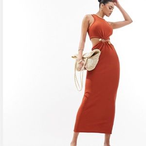 Cutout ribbed midi dress